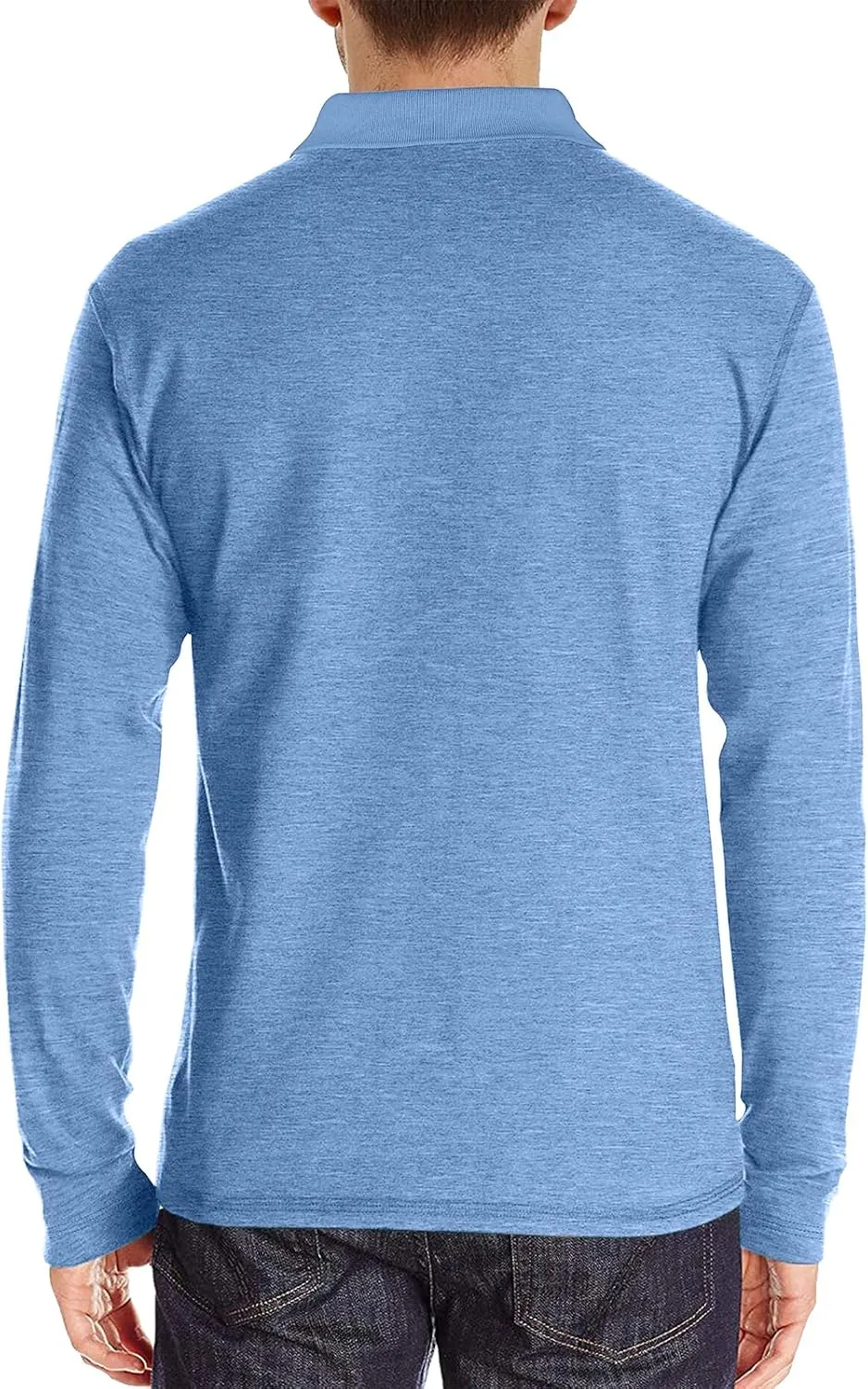 PrettyGuide Men's Long Sleeve Polo Shirts Lightweight Casual Button Polo T Shirt Basic Golf Shirt with Pocket