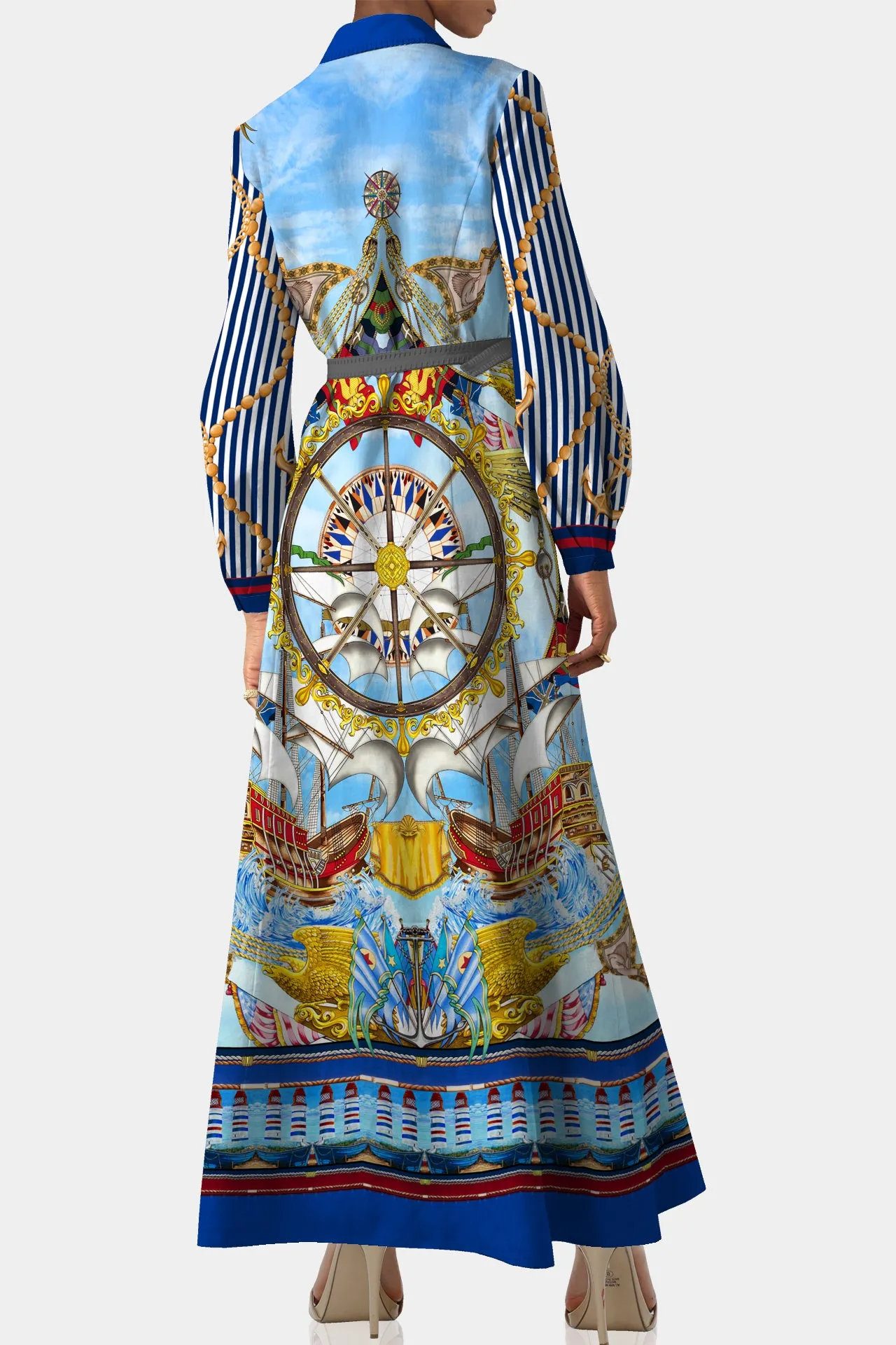 Printed Blue And White Dress