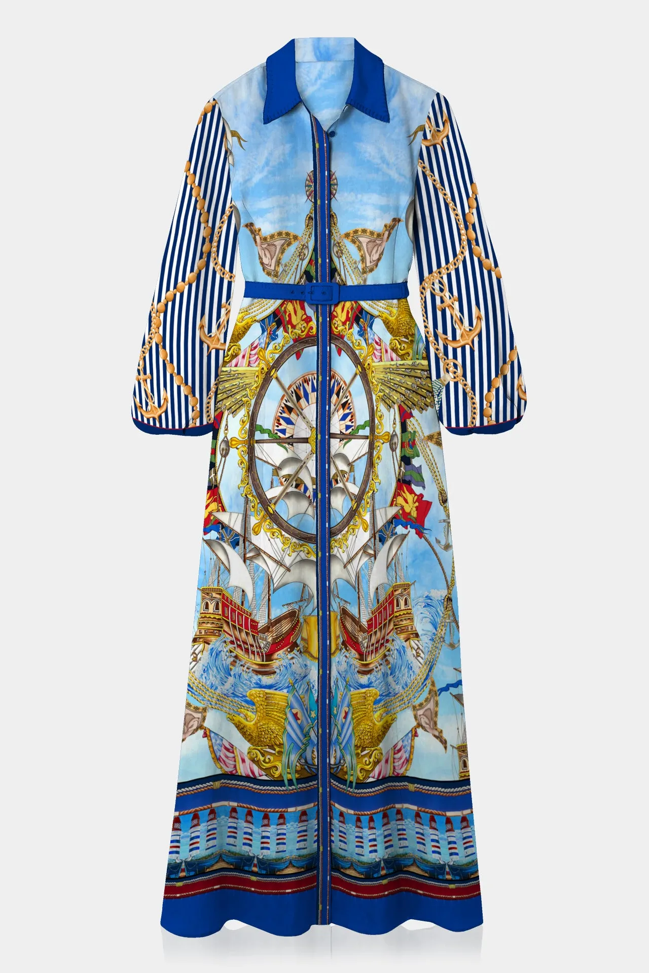 Printed Blue And White Dress
