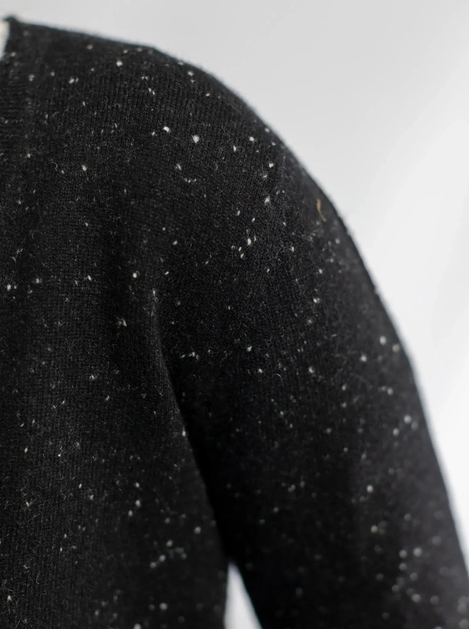 Pure Cashmere V-Neck Cardigan | Black with White Fleck