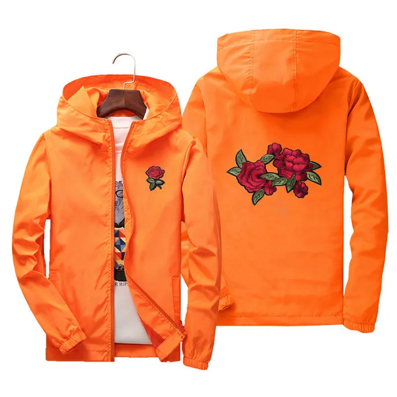 "Double Rose" Windbreaker Jacket embroidered