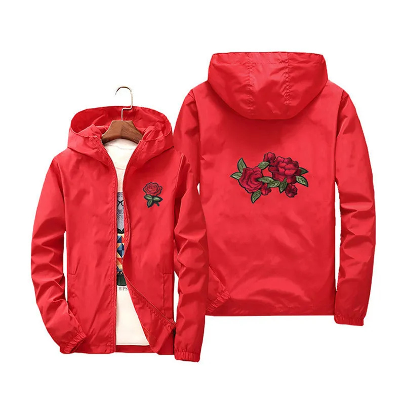 "Double Rose" Windbreaker Jacket embroidered