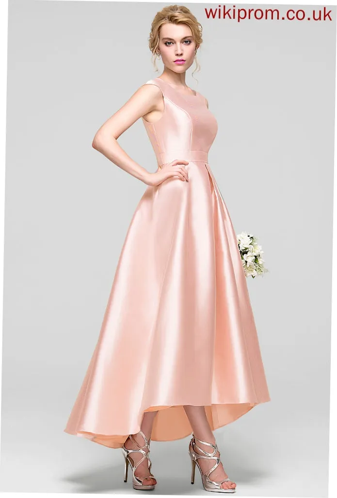 Satin Cocktail Dresses A-Line Neck Dress Miah Asymmetrical Scoop Cocktail