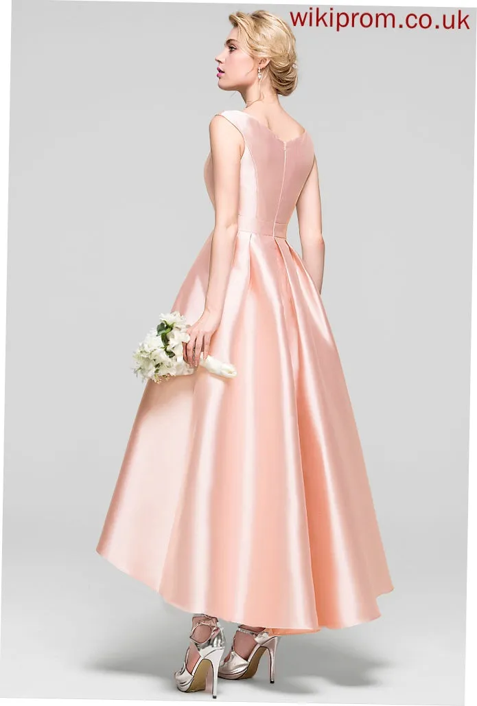 Satin Cocktail Dresses A-Line Neck Dress Miah Asymmetrical Scoop Cocktail