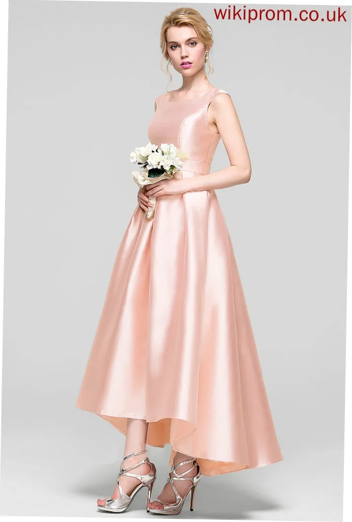 Satin Cocktail Dresses A-Line Neck Dress Miah Asymmetrical Scoop Cocktail