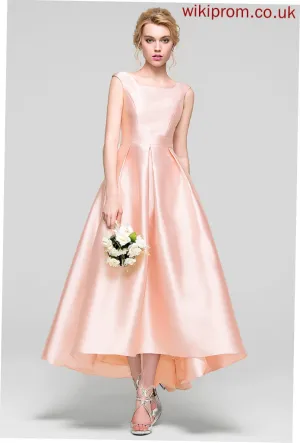 Satin Cocktail Dresses A-Line Neck Dress Miah Asymmetrical Scoop Cocktail