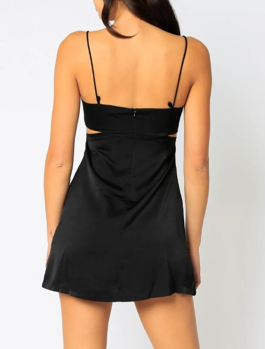 Satin Cut Out Mini Dress