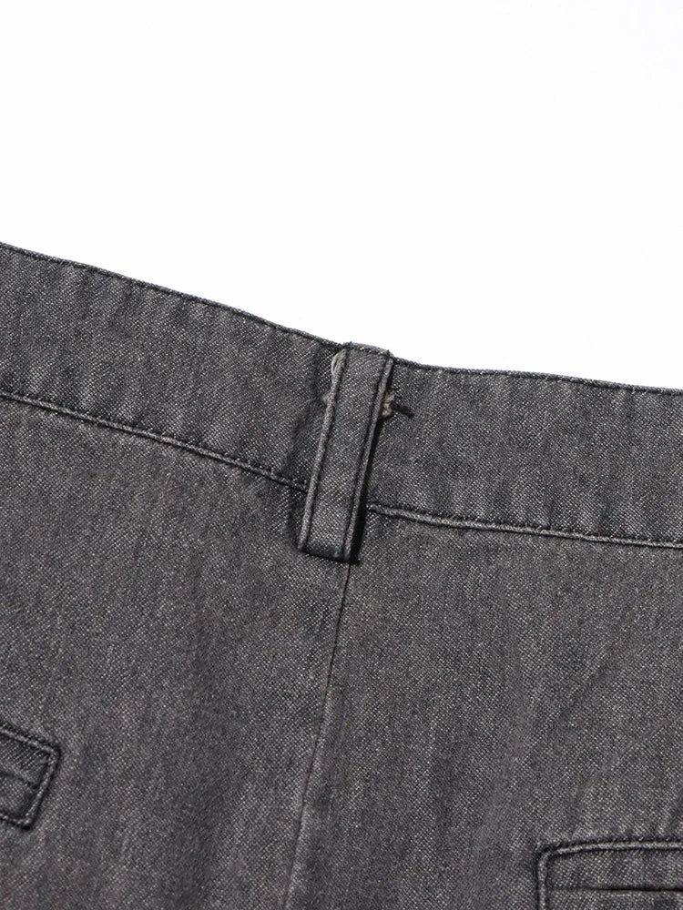 Sexy High Waist Spliced Folds Minimalist Vintage Skirt