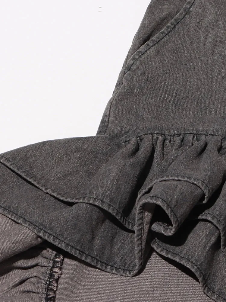 Sexy High Waist Spliced Folds Minimalist Vintage Skirt