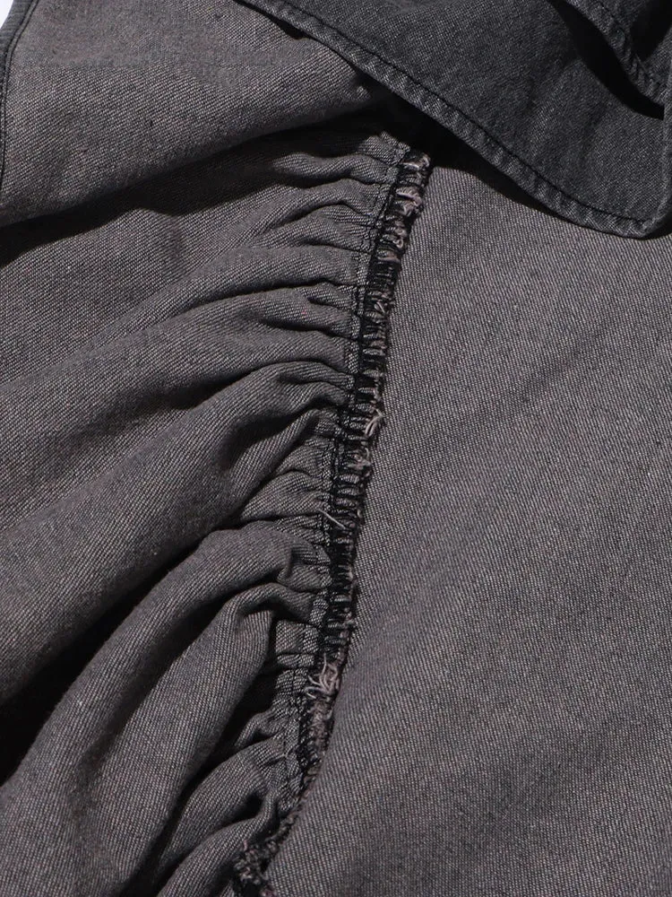 Sexy High Waist Spliced Folds Minimalist Vintage Skirt