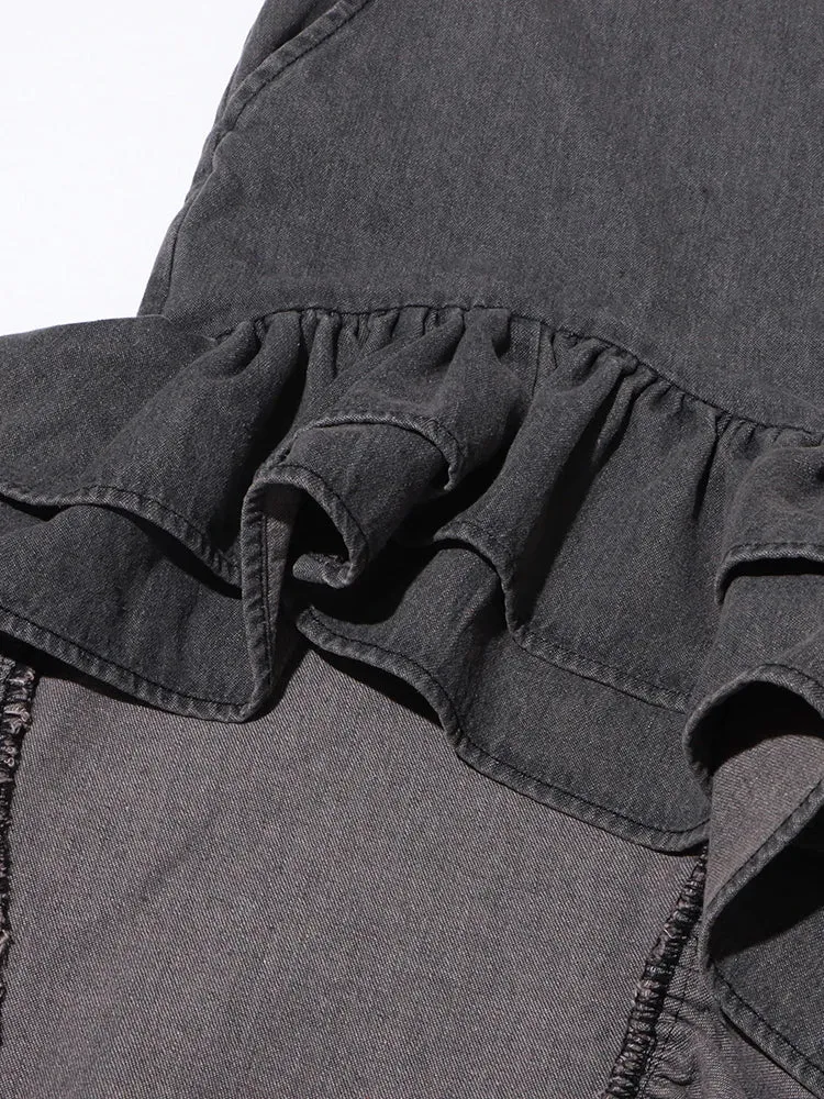 Sexy High Waist Spliced Folds Minimalist Vintage Skirt