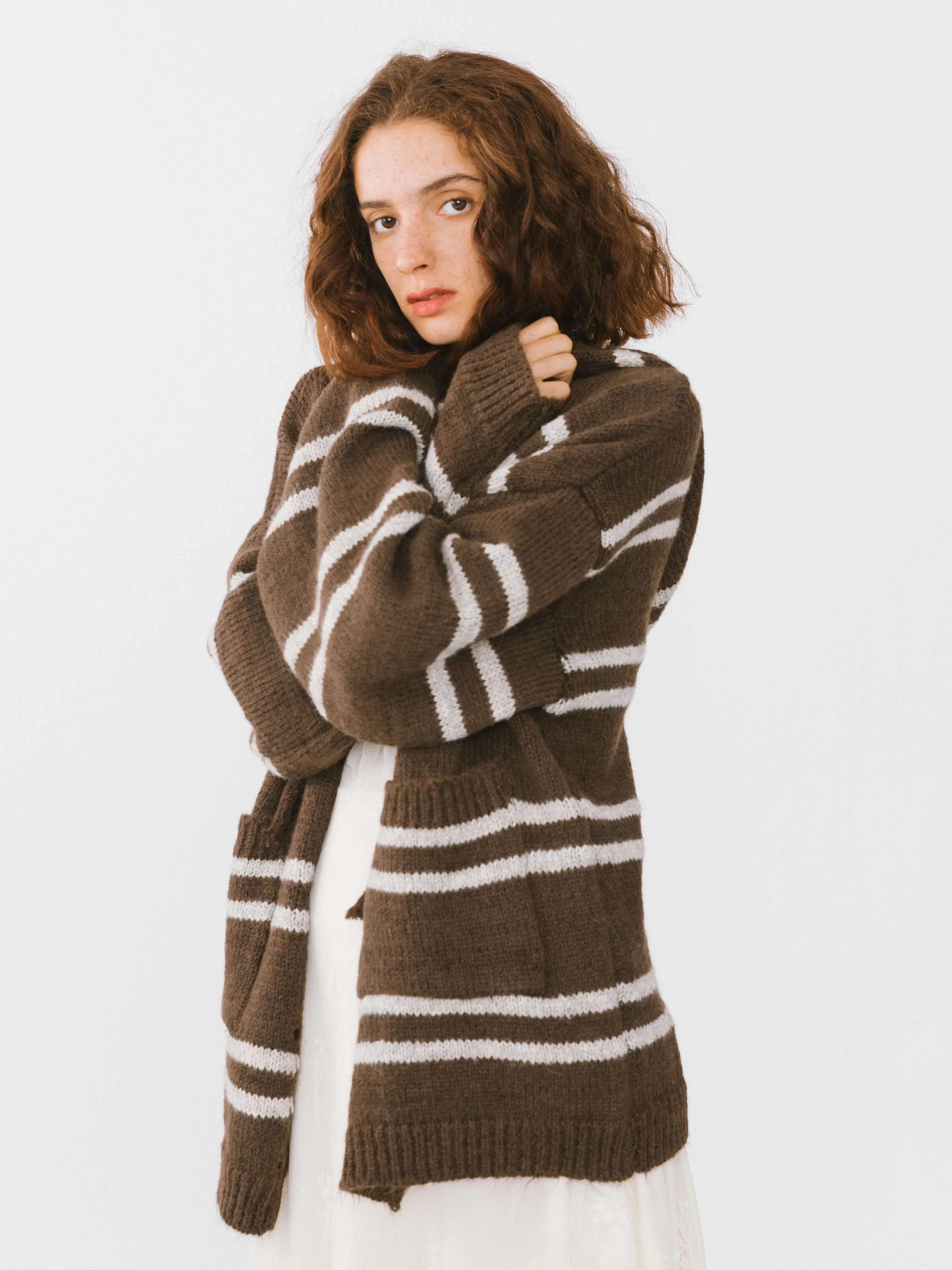 Striped Hooded Cardigan