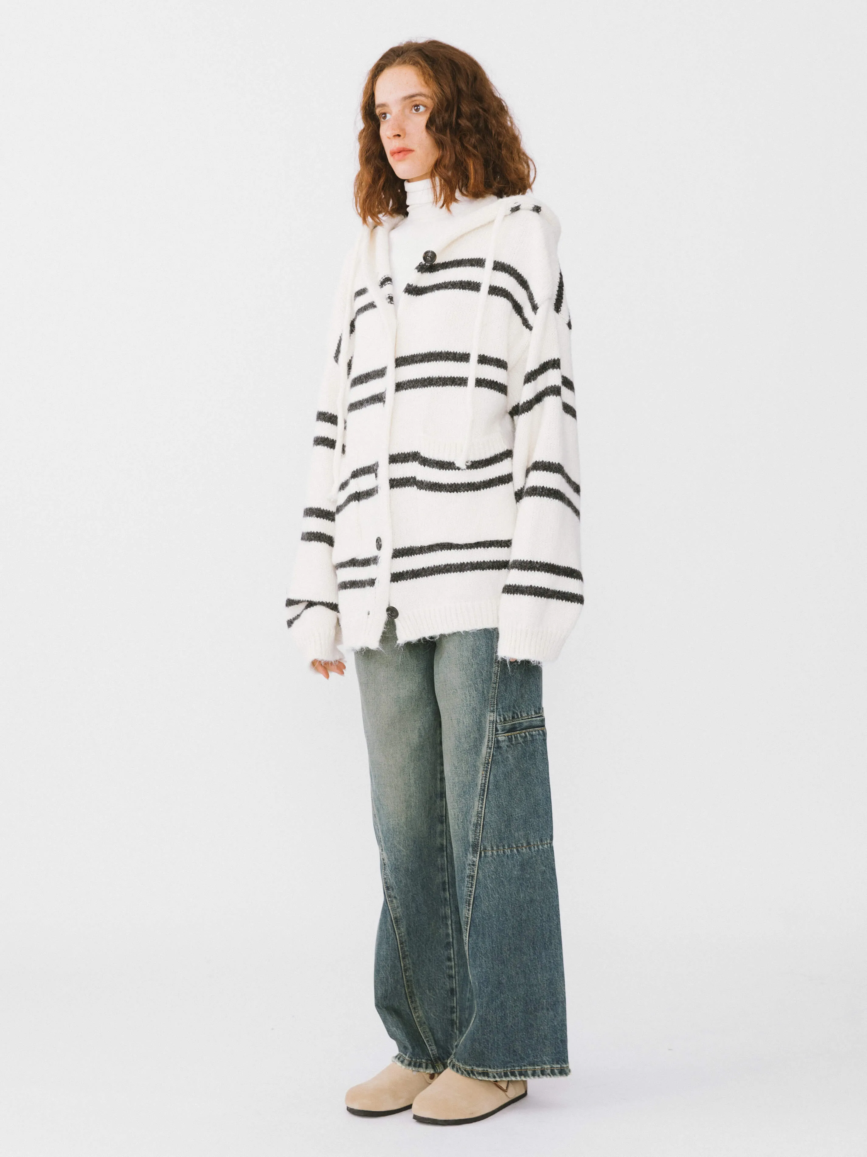Striped Hooded Cardigan