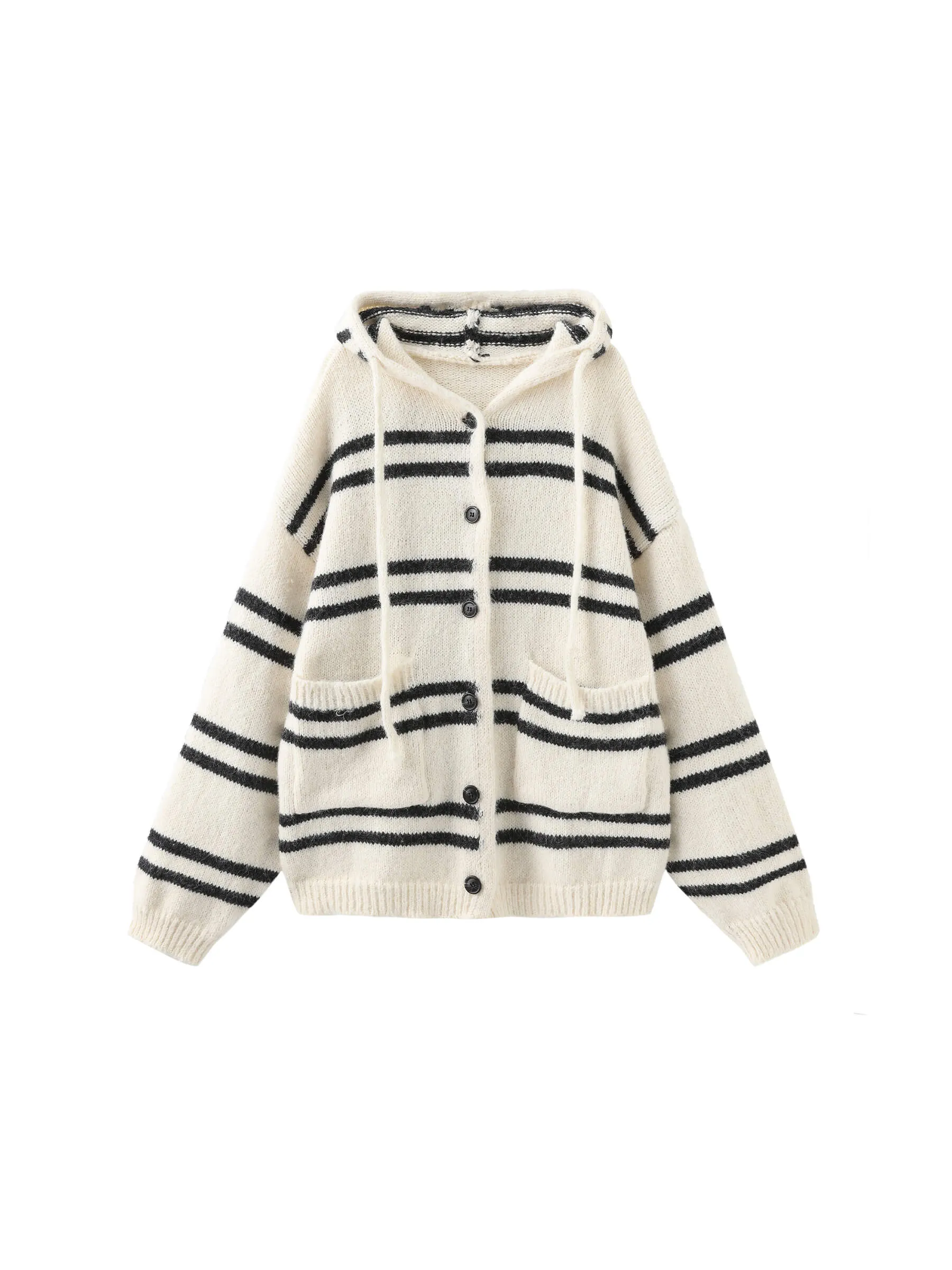 Striped Hooded Cardigan