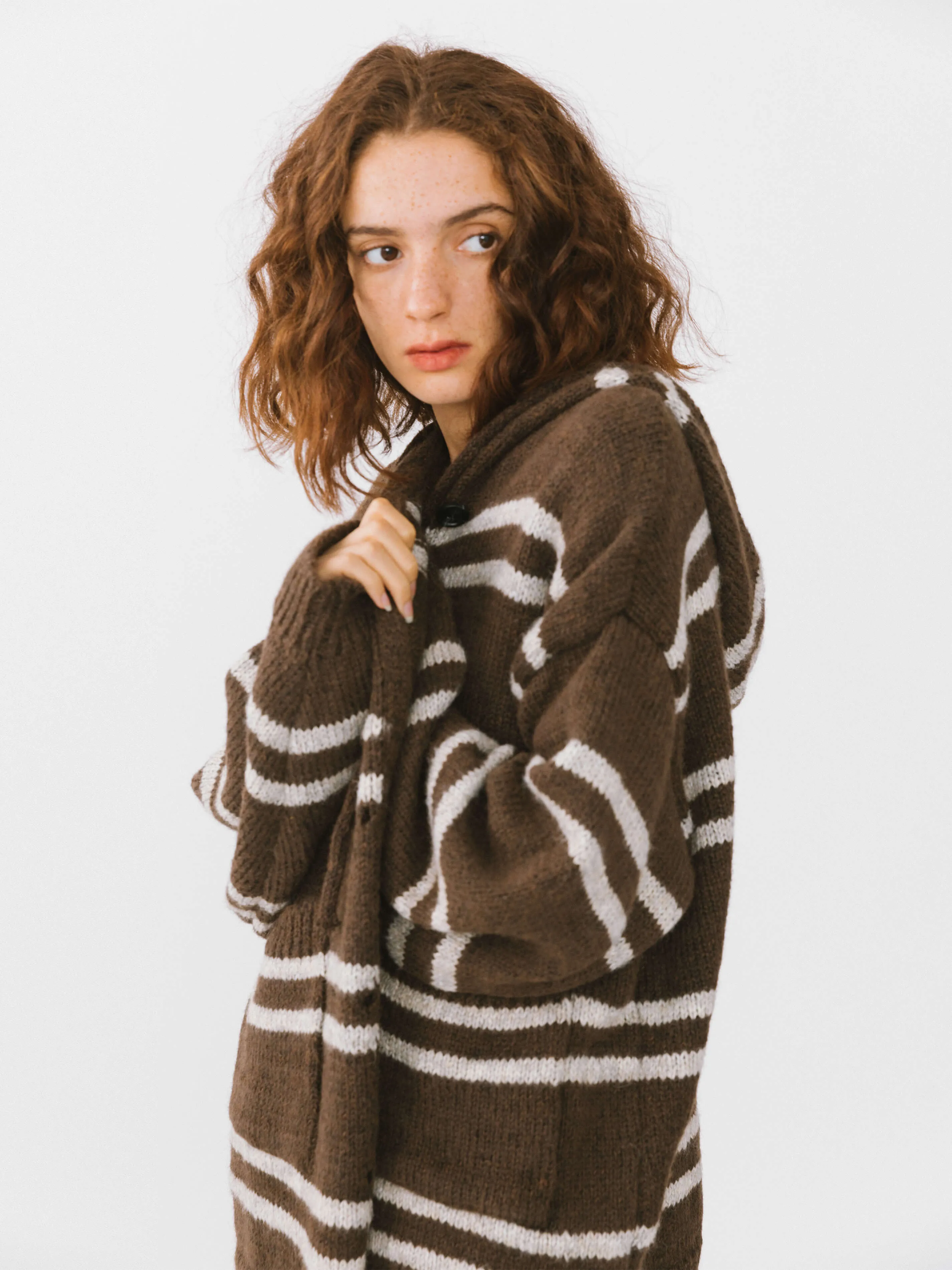 Striped Hooded Cardigan