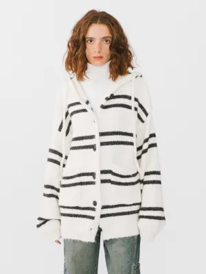 Striped Hooded Cardigan