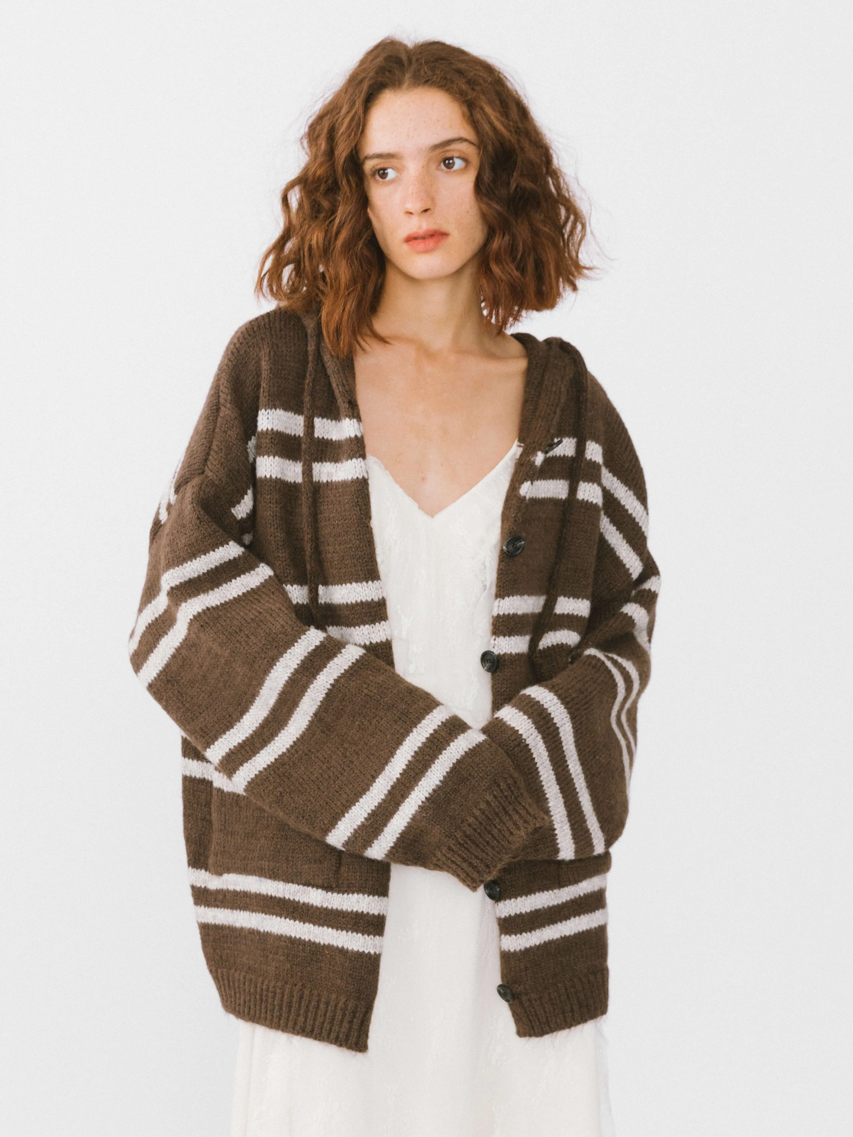 Striped Hooded Cardigan