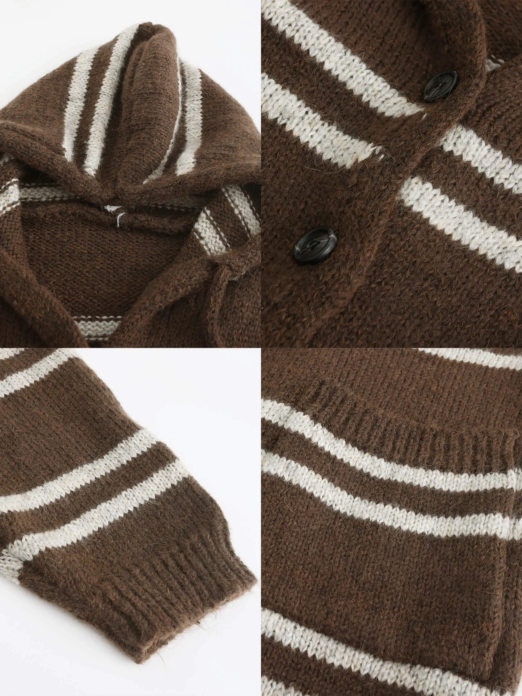 Striped Hooded Cardigan