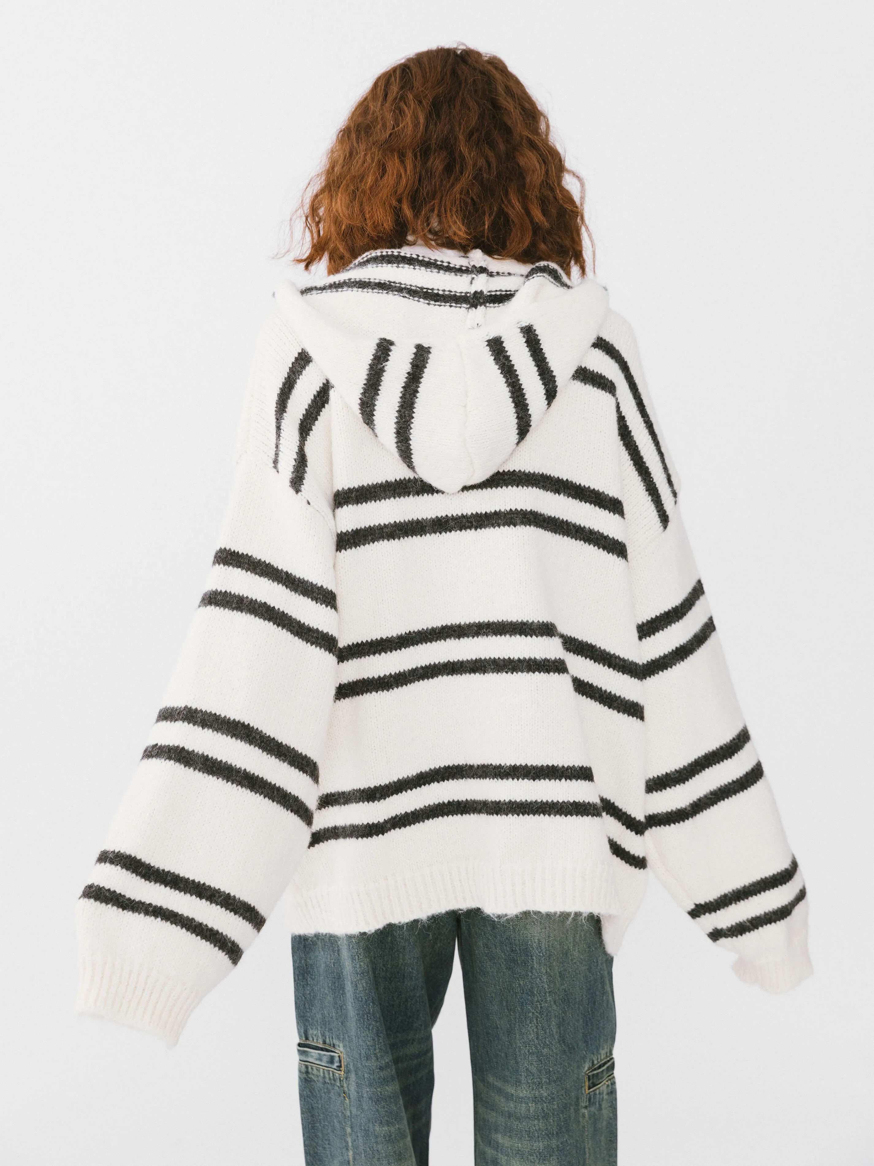 Striped Hooded Cardigan
