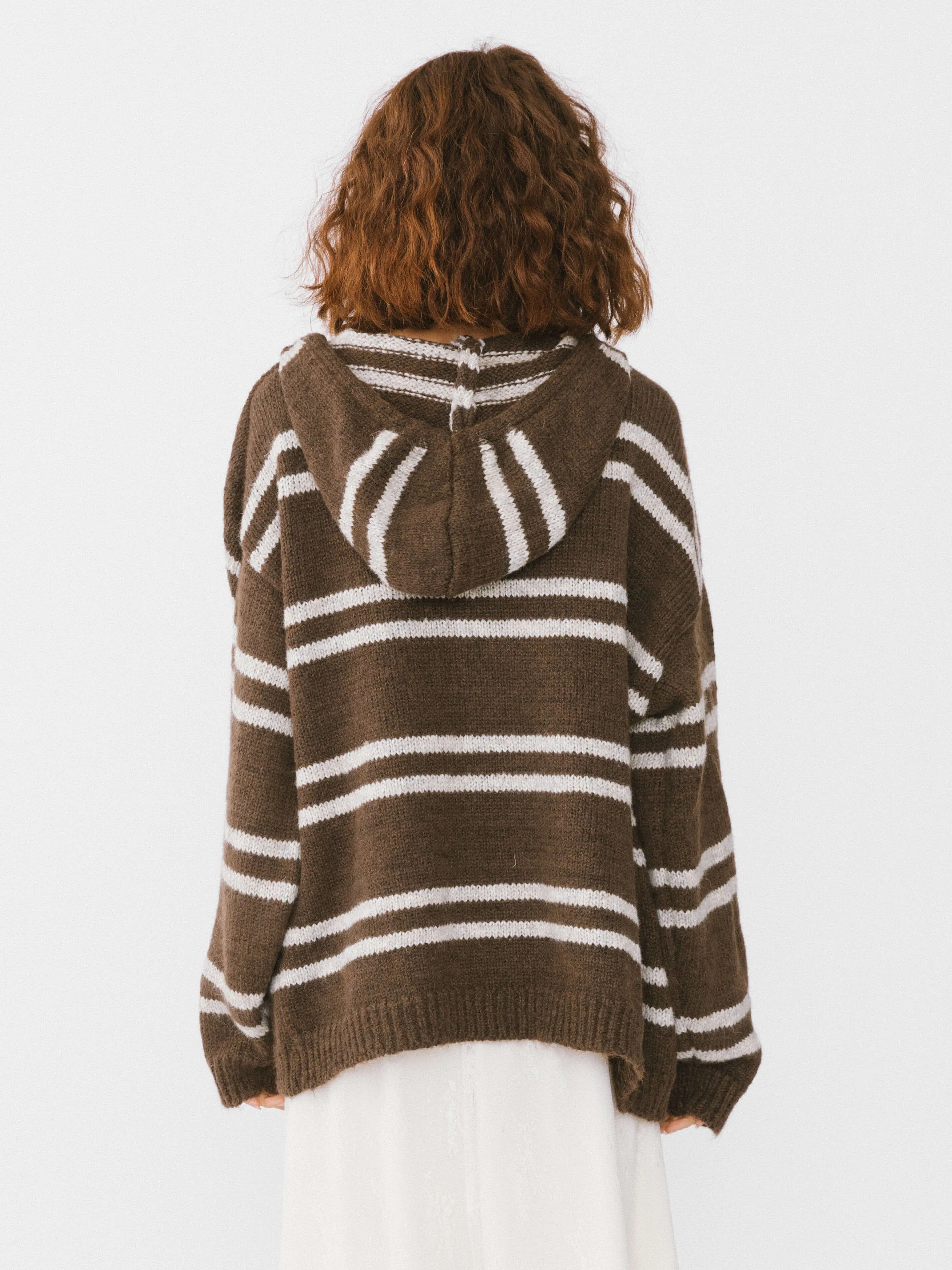Striped Hooded Cardigan