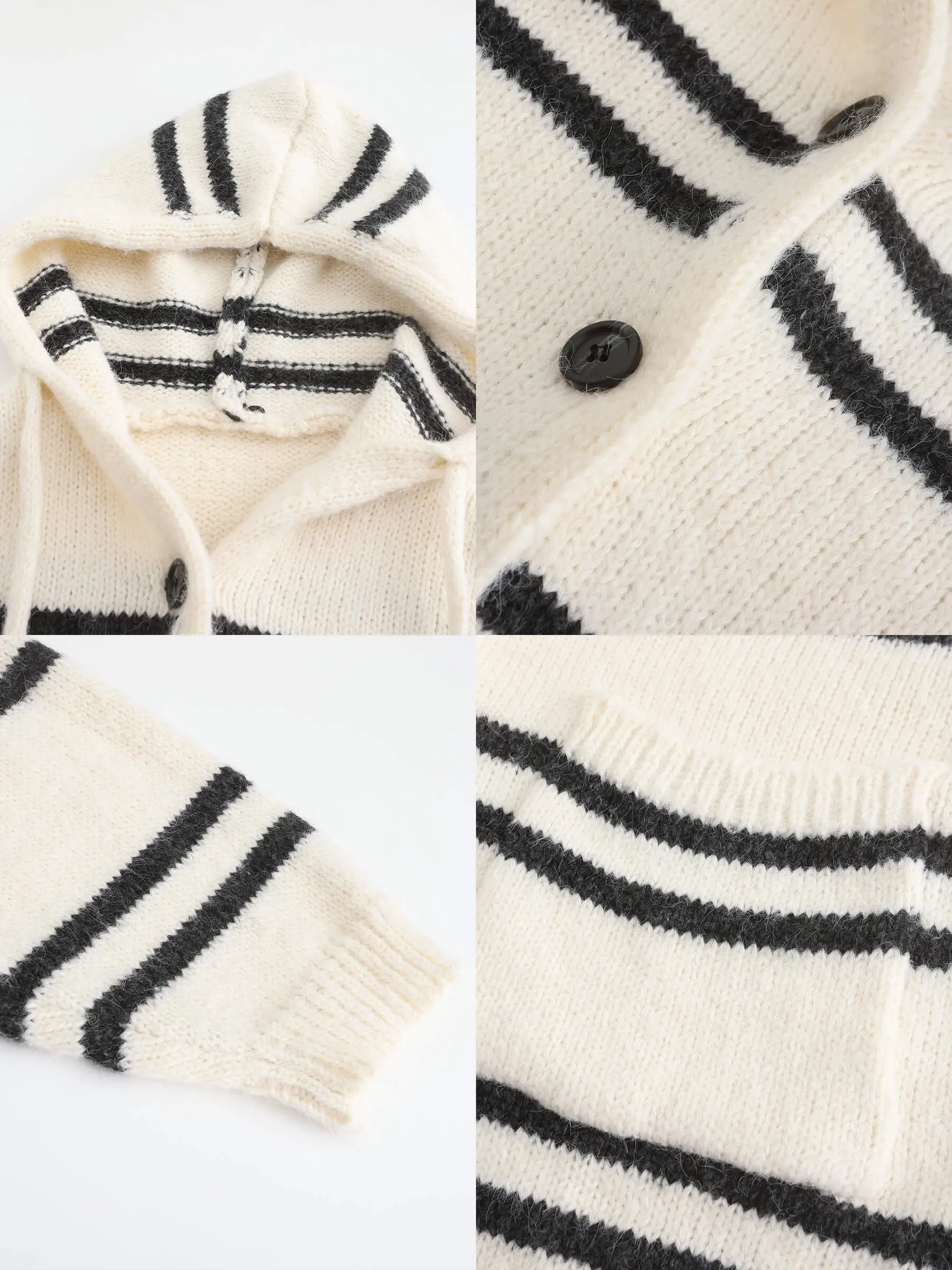 Striped Hooded Cardigan