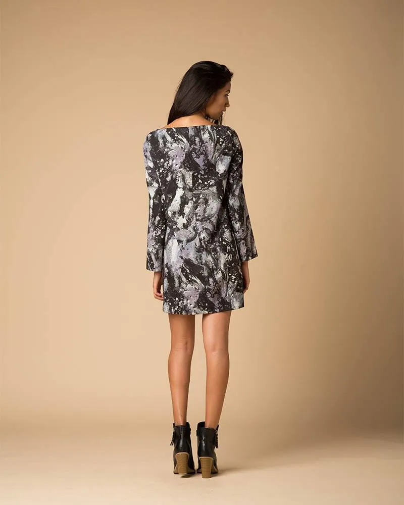 Suki   Solaine | Galatea Print Crepe Longsleeve Mini Dress