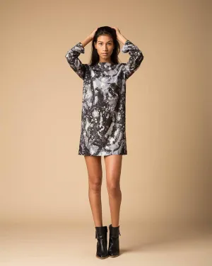 Suki   Solaine | Galatea Print Crepe Longsleeve Mini Dress