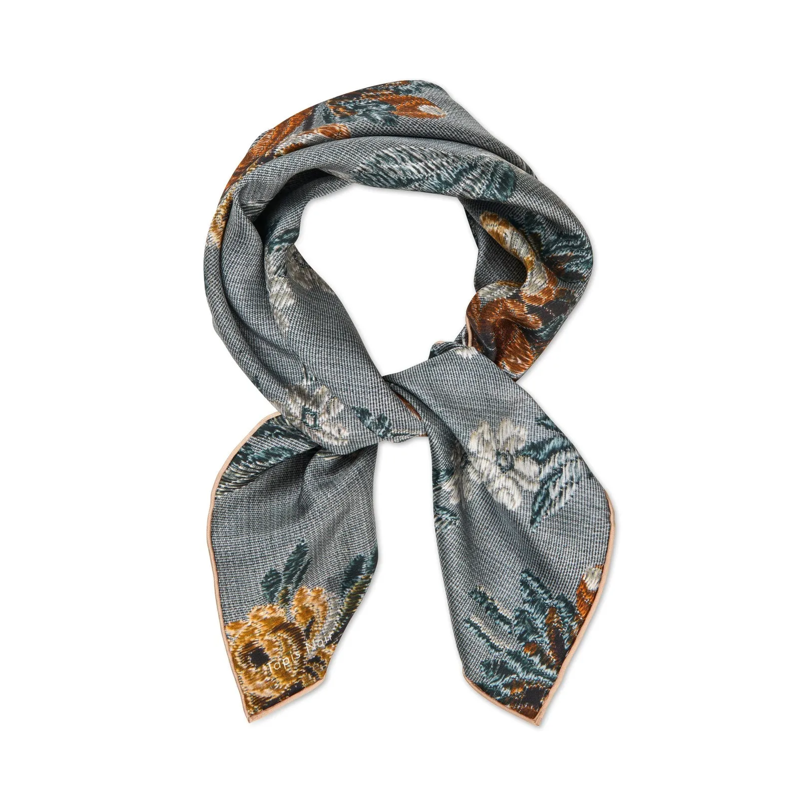 Tapis Noir Small Classical Blue Flower Scarf