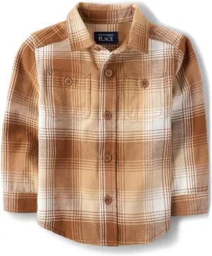 The Children's Place Baby Boys' and Toddler Long Sleeve Plaid Flannel Button Up Shirt