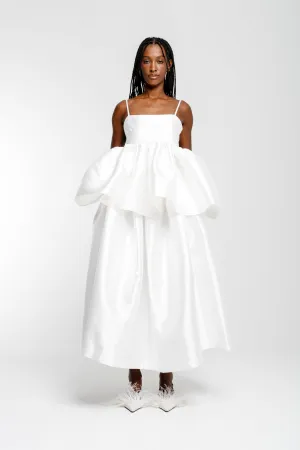 WHITE HIGH WAIST PLEATED FULL SKIRT