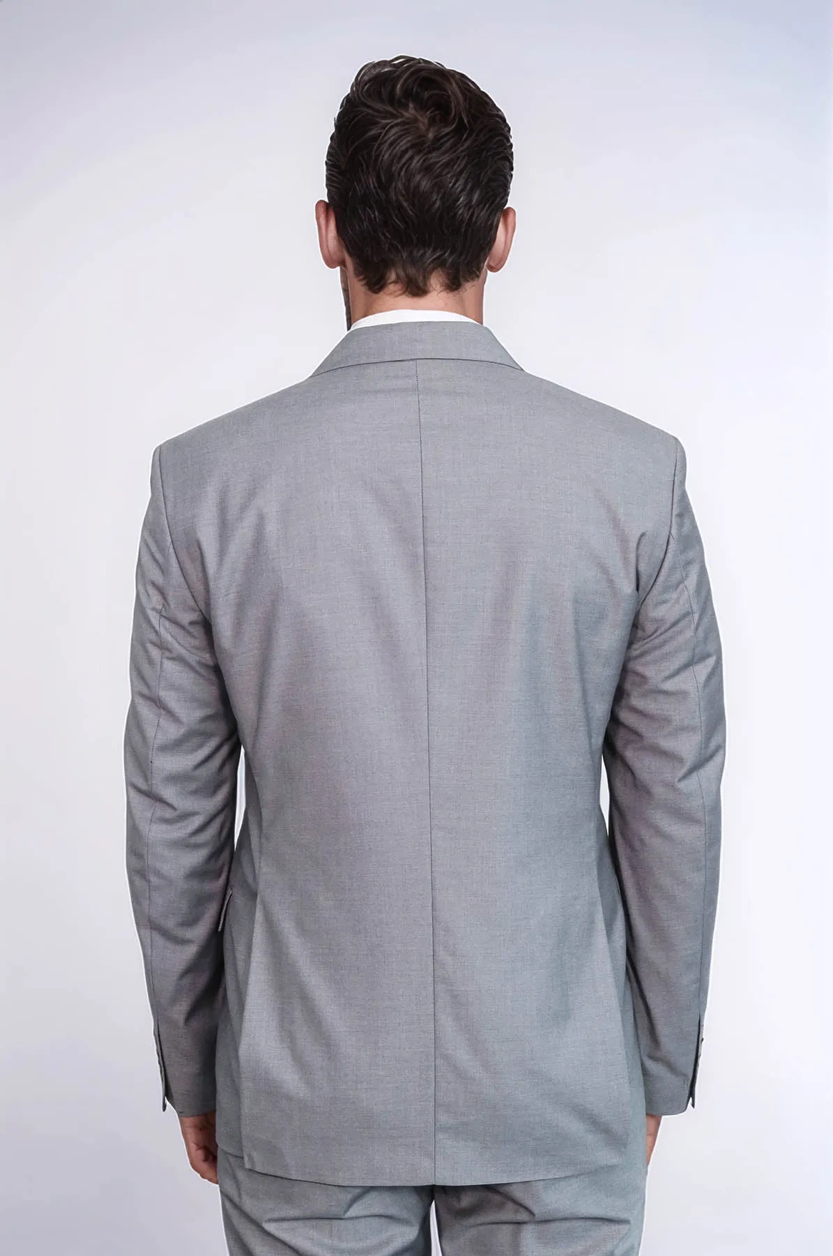 Wide Peak Lapel Striped Slim Fit Gray Men Double-Breasted Suit - Wessi