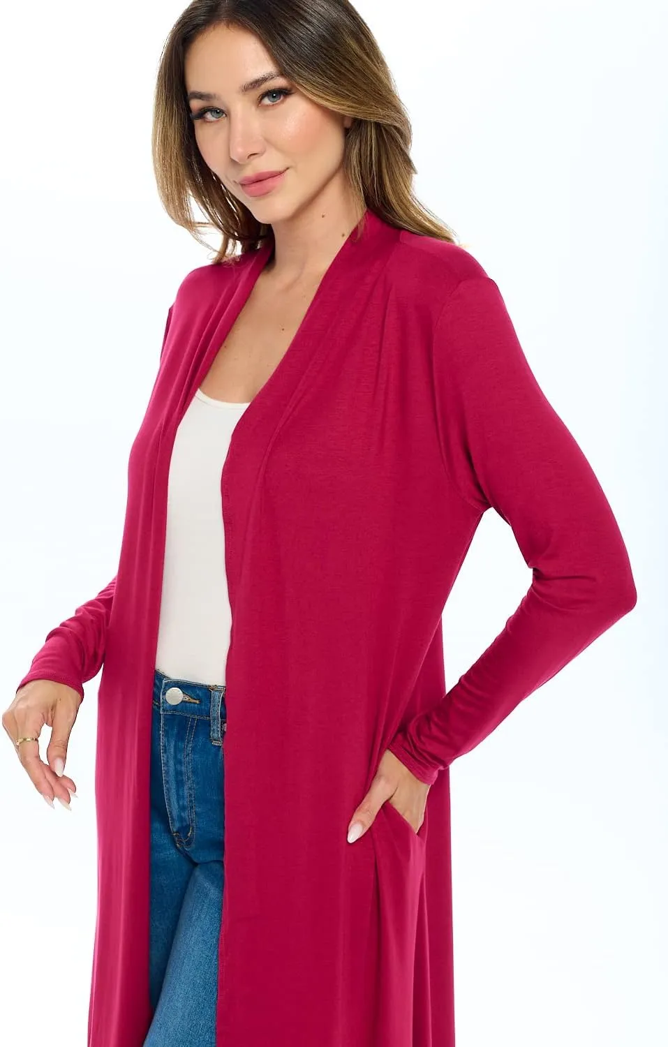 Women Cardigans Casual Essential Long Maxi Extra Duster Open Front Long Sleeve Lightweight with Pockets Cardigan