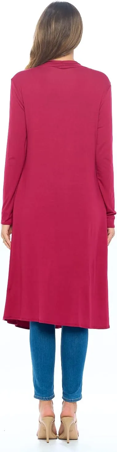 Women Cardigans Casual Essential Long Maxi Extra Duster Open Front Long Sleeve Lightweight with Pockets Cardigan
