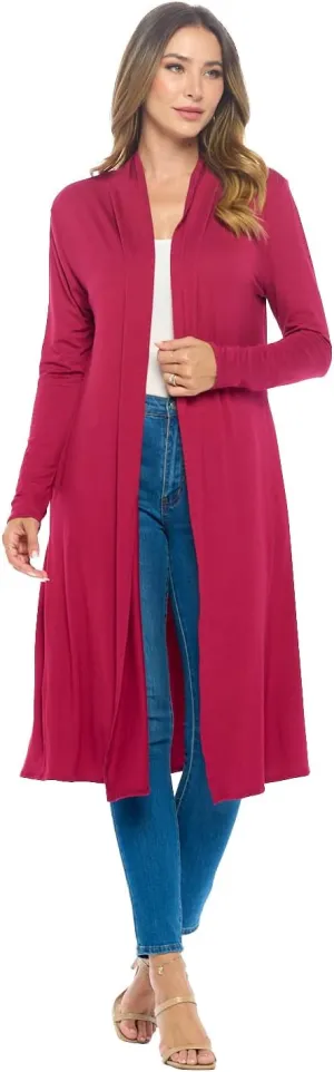 Women Cardigans Casual Essential Long Maxi Extra Duster Open Front Long Sleeve Lightweight with Pockets Cardigan